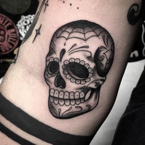 Sugar Skull Traditional Tattoo done at Hammersmith Tattoo London