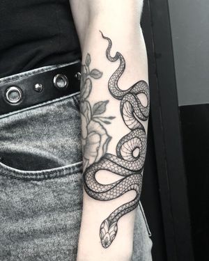 Tattoo uploaded by Hammersmith Tattoo London • Fine Line Snake Tattoo