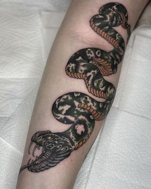 Snake Neo Traditional Tattoo done at Hammersmith Tattoo London