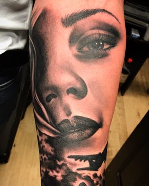 Woman Portrait Black & Grey Realism Tattoo done at Hammersmith Tattoo London