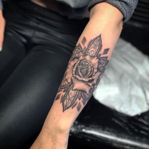 Black and Grey Realism Rose Tattoo done at Hammersmith Tattoo London