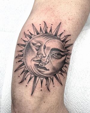 Moon and Sun Neo Traditional Tattoo done at Hammersmith Tattoo London