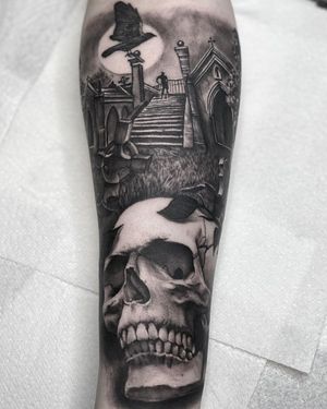 Skull Black & Grey Realism Tattoo done at Hammersmith Tattoo London