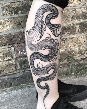 Detailed Snake Tattoo done at Hammersmith Tattoo London