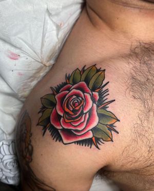 Traditional Rose Tattoo done at Hammersmith Tattoo London