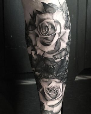 Roses Black & Grey Realism Tattoo done at Hammersmith Tattoo London