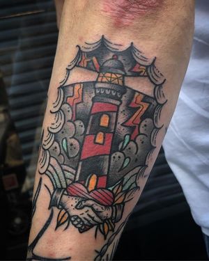 Lighthouse Traditional Tattoo done at Hammersmith Tattoo London