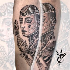 Cyber Woman Neo Traditional Tattoo done at Hammersmith Tattoo London