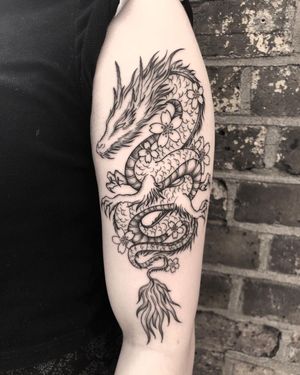 Fine Line Dragon Tattoo done at Hammersmith Tattoo London