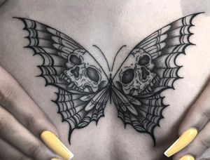 Fine Line Death Butterfly Tattoo done at Hammersmith Tattoo London