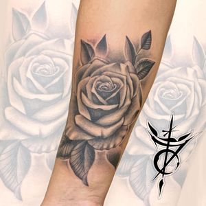 Black and Grey Realism Rose Tattoo done at Hammersmith Tattoo London