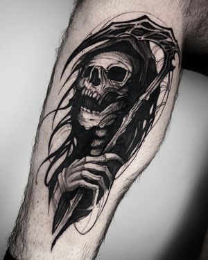 • Grim Reaper • 
Awesome dark shin project by our resident @fla_ink 🔥
Get in touch to book with Flavia in August!
Books/info in our Bio: @southgatetattoo 
•
•
•
#grimreaper #grimreapertattoo #shintattoo #southgateink #finelinetattoo #realistictattoo #blackworktattoo #sgtattoo #amazingink #northlondontattoo #londontattoo #londonink #northlondon #blackwork #enfield #southgatetattoo #london #southgatepiercing #southgate #londontattoostudio 