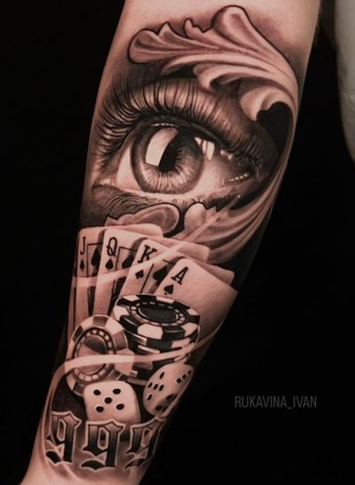 Casino eye realistic tattoo