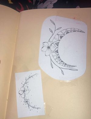 moon//flower tattoo design(s) 