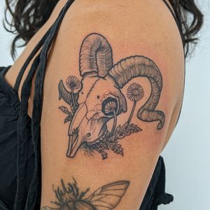 Get a bold and intricate skull tattoo in blackwork style by the talented artists at Alien Ink. Perfect for those who love dark and detailed designs.