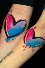 Express your love with this vibrant new school design featuring playful hearts by Cloto.tattoos.