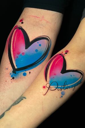 Express your love with this vibrant new school design featuring playful hearts by Cloto.tattoos.