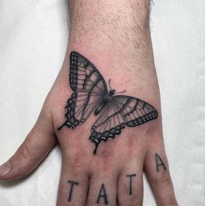Hand placement fine line butterfly 