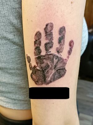 Incredibly cute child's handprint and date of birth (censored for privacy) for a very lovely client 