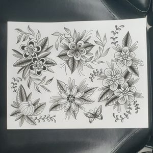 Traditional Flower Tattoo Flash