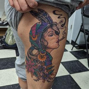 Gypsy Girl - Traditional Girl Head Tattoo