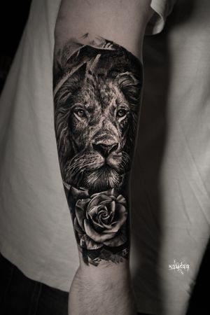 Lion with rose #lion #rose #liontattoo