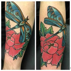 Traditional dragonfly and peony