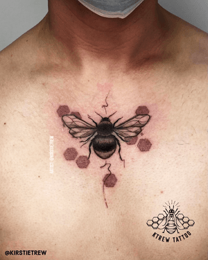 Blackwork Bee w/ Dotwork by Kirstie at KTREW Tattoo - Birmingham UK