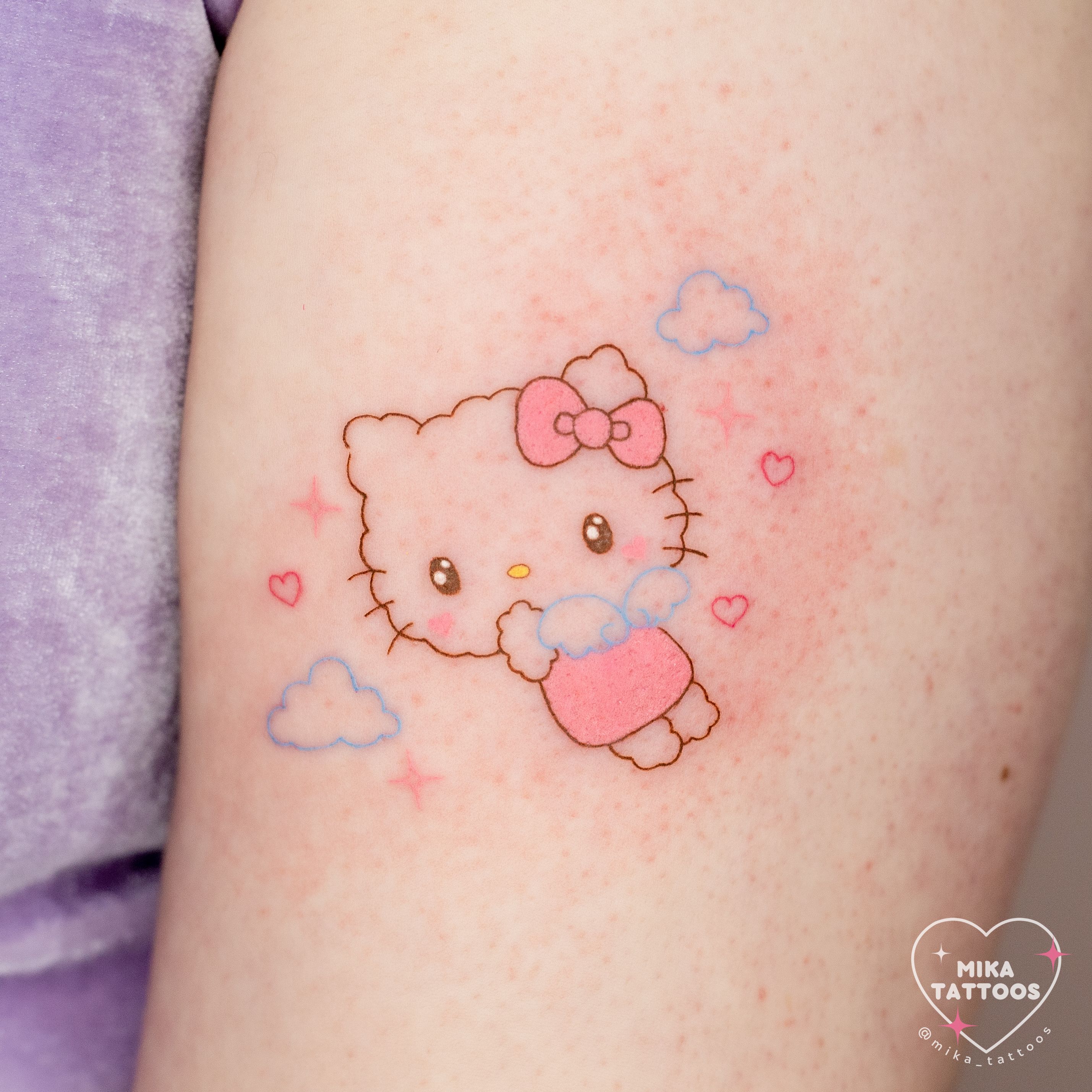 Kawaii Hello Kitty Fine Line Tattoo • Tattoodo
