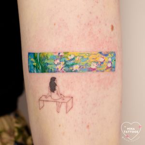 Get gallery-worthy art on your skin with this watercolor masterpiece by Mika Tattoos. A stunning tribute to Monet's iconic painting.