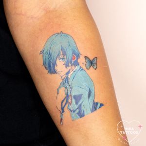 Get a stunning illustrative tattoo of Makoto from Persona 3 by the talented Mika Tattoos.