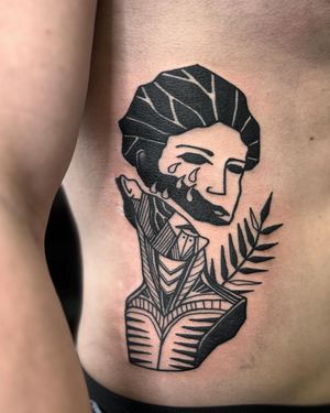 Unique and modern abstract blackwork tattoo design created by the talented artist Adrimetric. This illustrative piece is sure to make a bold statement.