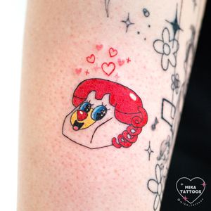 Get a colorful and cute Powerpuff Girls tattoo by Mika Tattoos, inspired by the iconic hotline style.
