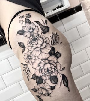 Floral on side of leg