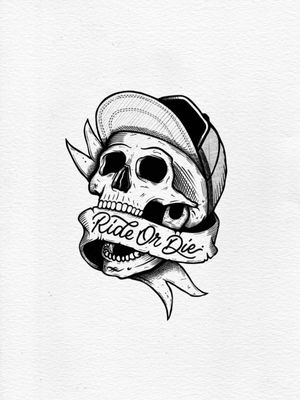 Ride or die skull. Design tattooed, for reference, can do variations of it. 