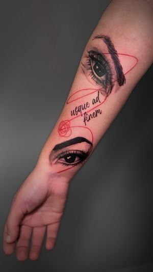 realistic, surrealistic, eyes tattoo
