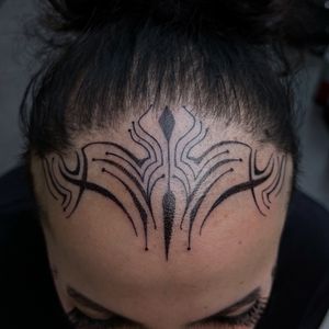 Ornamental forehead tattoo to camouflage receding hairline 💕 #ornamental forehead tattoo