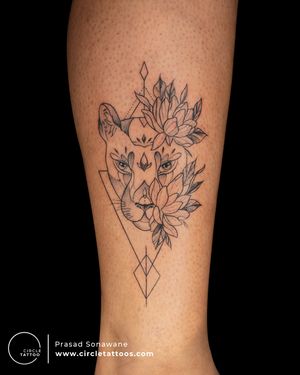 Lion Tattoo with a Feminine Touch made by Prasad Sonawane 