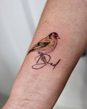 Little bird in memory of dad @tattooinlondon www.crimsontalestattoo.co.uk 02086821185 #birdtattoo #dadtattoo #smalltattoo #colourtattoo #firsttattoo #finelinetattoo #tattoo #tattoos #london #londontattoo #armtattoo #flashtattoo #beautifultattoos