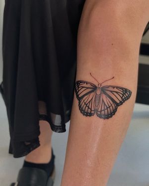 Capture the beauty of nature with this stunning illustrative butterfly tattoo by the talented artist Ophelya Jeandat. Perfect for those who appreciate intricate designs.