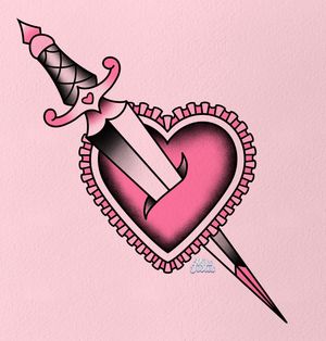 Pastel traditional dagger through heart 🗡️ 💕