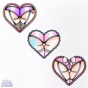 Pastel traditional-inspired bum hearts 💕 