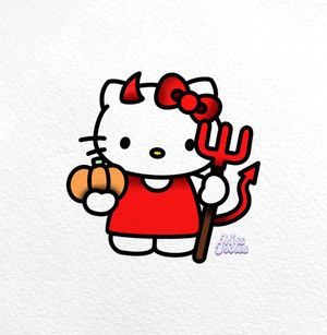 Colour cartoon Halloween Hello Kitty 🐱 