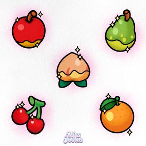 Colour cartoon Animal Crossing fruit designs 🍎 