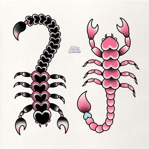 Pink/pastel traditional heart scorpion designs 🦂 