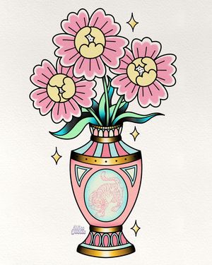 Pastel traditional vase with peonies 🌸 