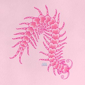 Monochrome pink traditional heart centipede 🐛 