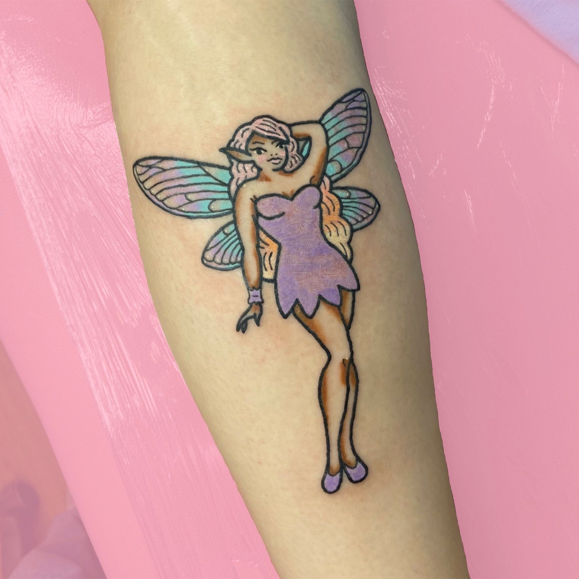 Small Fairy Tattoo Design with Silhouette