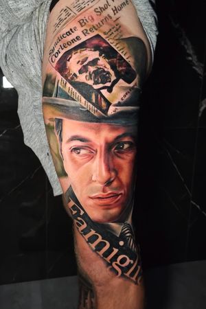 Michael Corleone 🔥carried out in two sessions,Colorful realistic tattoo Rome 📍 