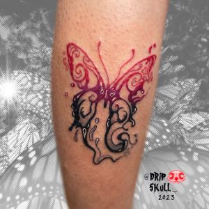 Elegant and detailed dotwork butterfly tattoo by renowned artist Drip Skull. A stunning addition to your ink collection.